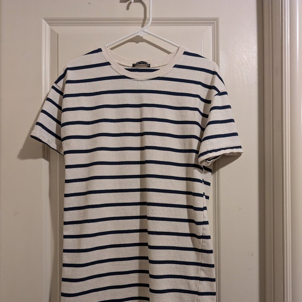 Zara Blue and White Raglan Midi Dress